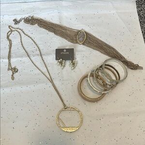 Chico's Gold-Tone Mixed Bracelet, Necklace & Earring Set
